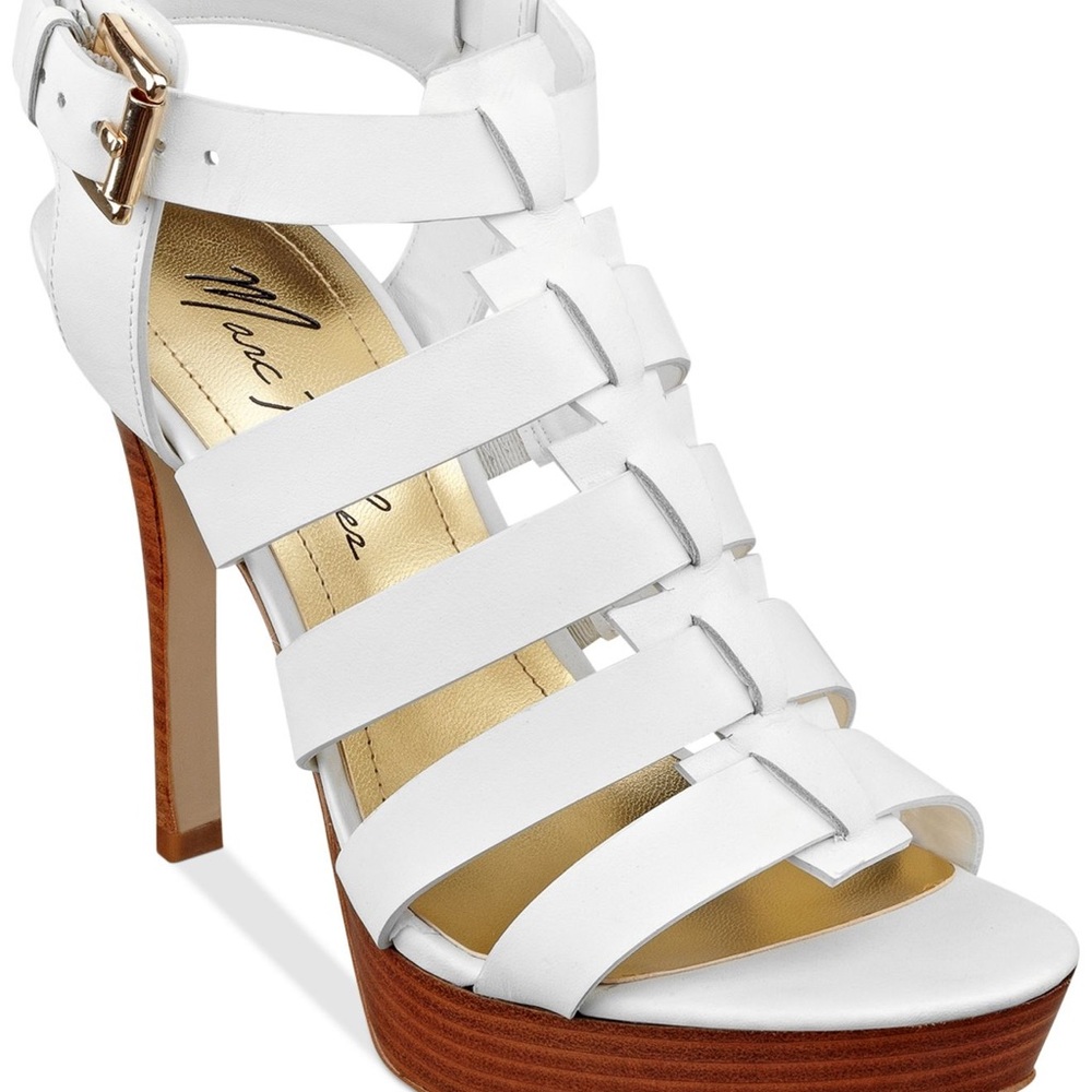 Marc Fischer leather suki white heels